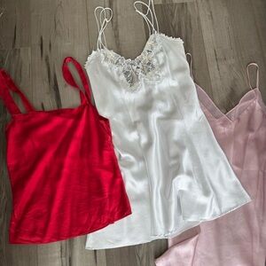 Victoria's Secret Pink and White Satin Camisole